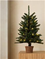 3ft Pre-Lit Rattan Pot Noble Christmas Tree
