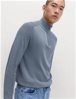 Cotton Modal Blend Half Zip Textured Jumper