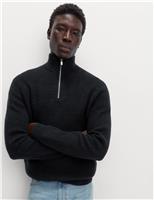 Supersoft Ribbed Half zip Jumper with Wool