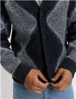 Exploded Argyle V-Neck Cardigan with Wool