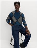 Hazy Exploded Argyle Crew Neck Jumper