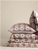 Pure Brushed Cotton Checked Floral Bedding Set