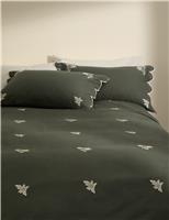 Pure Brushed Cotton Floral Embroidered Scallop Bedding Set