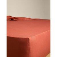M&S Egyptian Cotton 230 Thread Count Crisp Fitted Sheet Terracotta