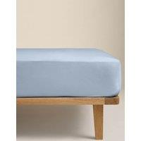 M&S Egyptian Cotton 230 Thread Count Crisp Fitted Sheet Steel Blue