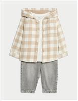 3pc Pure Cotton Checked Shacket Outfit (0-6 Yrs)