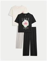 2pk Cotton Rich Flower Graphic Pyjama Sets (1-16 Yrs)