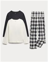 2pk Cotton Rich Checked Pyjama Sets (6-16 Yrs)