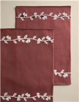 Set of 2 Pure Cotton Embroidered Placemats