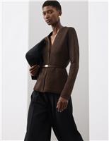 Merino Wool Blend Sparkly V-Neck Cardigan