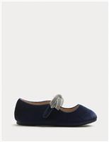 Velvet Bow Ballet Pumps (4 Small - 2 Large)