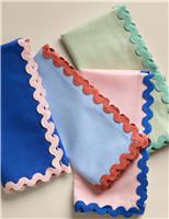 Set of 4 Cotton with Linen Ric Rac Napkins