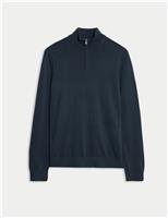 Merino Wool Rich with Silk Half Zip Jumper