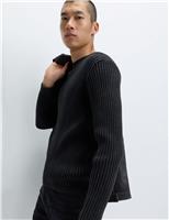 Pure Cotton Garment Dyed Crew Neck Jumper
