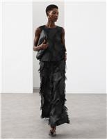 Relaxed Fringe Twist Back Detail Top