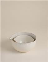 Set of 2 Ceramic Ribbed Nesting Mixing Bowls