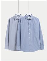 2pk Regular Fit Easy Iron Cotton Blend Striped Shirts