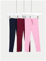 3pk Cotton Rich Ribbed Leggings (2-8 Yrs)