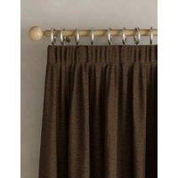 M&S Brushed Pencil Pleat Blackout Thermal Curtains Chocolate