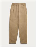 Tapered Fit Pure Cotton Herringbone Trousers
