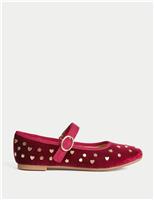 Kids Velvet Studded Ballet Pumps (4 Small - 2 Large)