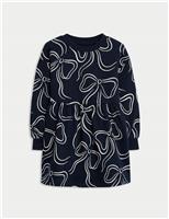 Cotton Rich Bow Print Dress (2-8 Yrs)