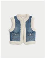 Denim Borg Gilet (2-8 Yrs)