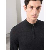 Autograph Pure Extra Fine Merino Wool Half Zip Jumper Charcoal