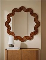 Scallop Ribbed Wooden Wall Mirror