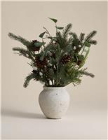 Artificial Winter Arrangement in Concrete Pot