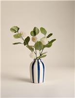 Artificial Pom Pom Flower in Ceramic Vase