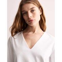 Mercerised Cotton V-Neck Boxy T-shirt