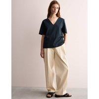 Mercerised Cotton V-Neck Boxy T-shirt