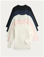 5pk Pure Cotton Round Neck Tops (2-8 Yrs)