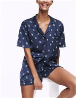 Dream Satin Printed Revere Shortie Set