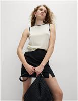 Linen Blend Mini Skirt