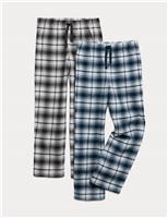 2pk Pure Cotton Checked Pyjama Bottoms (6-16 Yrs)