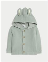 Pure Cotton Knitted Novelty Cardigan (0-12 Mths)