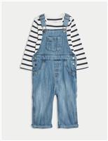 2pc Pure Cotton Denim Dungaree Outfit (0-3 Yrs)