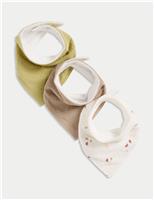 3pk Cotton Rich Leaf Print Bibs
