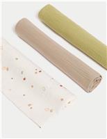 3pk Pure Cotton Leaf Print Muslins