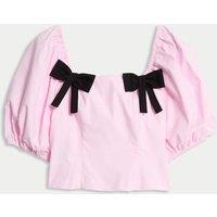 Pure Cotton Square Neck Bow Top