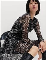 Mesh Printed Mini Skater Dress