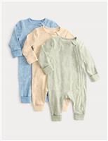 3pk Cotton Rich Ribbed Safari Sleepsuits (0-3 Yrs)