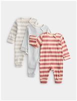 3pk Cotton Rich Stripe Sleepsuits (0-3 Yrs)