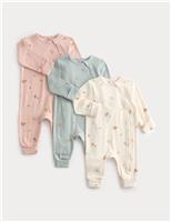 3pk Cotton Rich Woodland Print Sleepsuits (6lbs-3 Yrs)