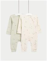 2pk Cotton Rich Leaf Print Sleepsuits (0 Mths-3 Yrs)