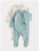 2 Pack Cotton Rich Velour Sleepsuits (0-3 Yrs)