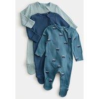 3pk Pure Cotton Car Print Sleepsuits (0 Mths-3 Yrs)