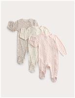 3 Pack Pure Cotton Floral Sleepsuits (6lbs-3 Yrs)